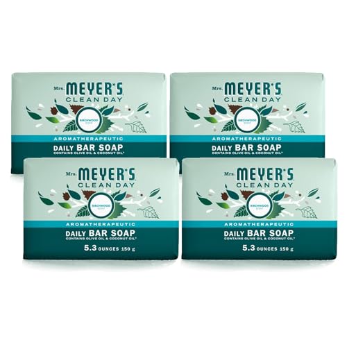MRS MEYERS CLEAN DAY Bar Soap Use as Body Wash or Hand Soap Made with Essential Oils Birchwood_ 53 oz 4 Bars