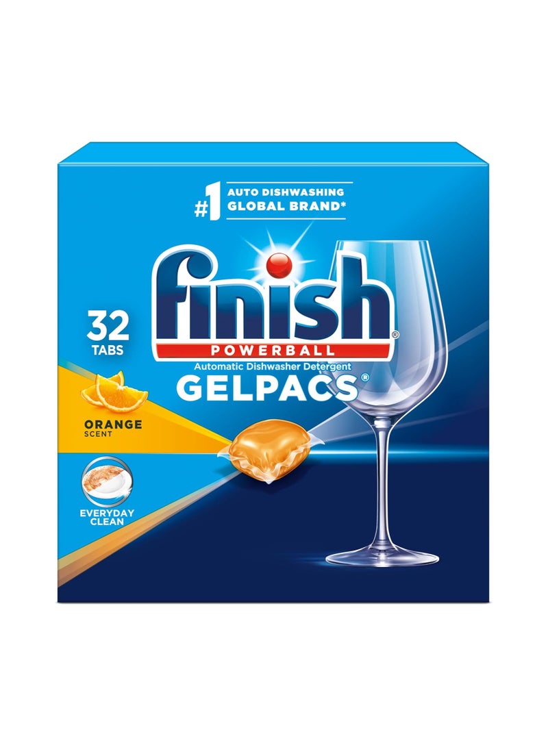 Finish Gelpacs Dishwasher Detergent, Orange Scent, 32 Count (Pack of 1)