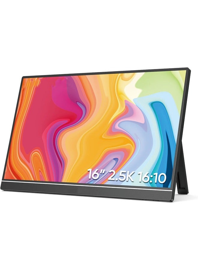 16" 2.5K Portable Monitor, 2560x1600 QHD IPS Display 123% sRGB with Built-in Stand USB-C HDMI Eye Care External Second Screen for Mac Laptop Phone PS4/5 Xbox Switch -Z1RC  - Image 1