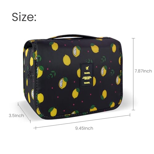 Lcsmaokin Large Capacity Toiletry Bag Travel Bag with Hanging Hook for Men and Women Waterproof Travel Cosmetic Bag Bathroom Storage Bag for Brushes Set,Full-Sized Shampoo,Accessories -Yellow Lemon - Image 4