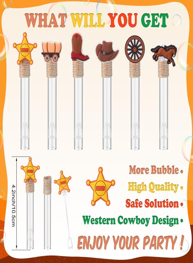 Vinsot 36 Pcs Western Cowboy Party Favors Cute Cowboy Bubble Wands for Kids Mini Bubble Wands Tube Toys Bulk for Birthday Gift Goody Bags Stuffer Classroom Prizes - Image 2