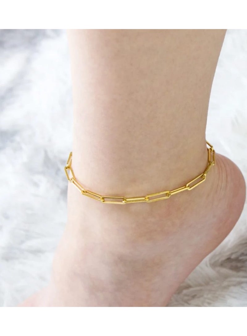 Luxuria 18K Gold Plated Stainless Steel Adjustable Waterproof Anklet Summer Beach Jewelry for Women Teens Fashion Polo Bracelets - Image 3
