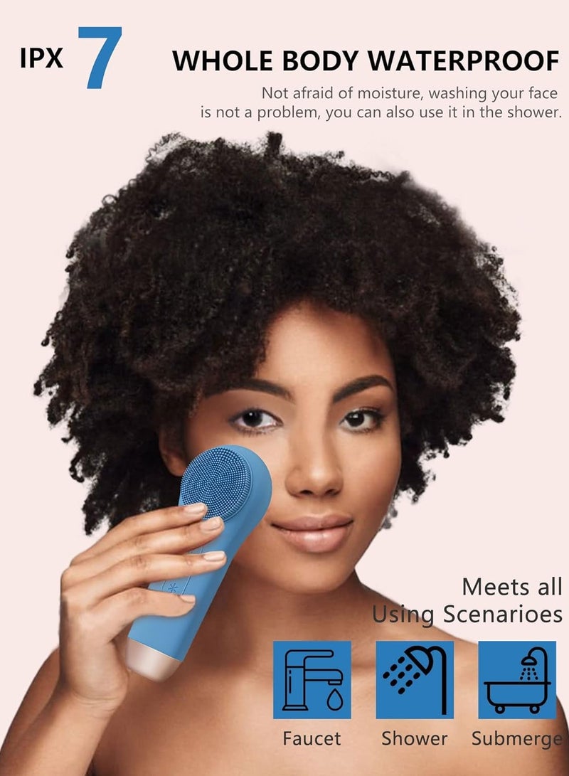 عام فرشاة تنظيف الوجه القابلة لإعادة الشحن، أداة شفط إزالة الرؤوس السوداء، مقاومة للماء IPX7 3 في 1 من السيليكون للتقشير والتدليك وتنظيف المسام العميق - Image 4