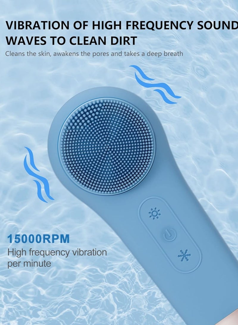 عام فرشاة تنظيف الوجه القابلة لإعادة الشحن، أداة شفط إزالة الرؤوس السوداء، مقاومة للماء IPX7 3 في 1 من السيليكون للتقشير والتدليك وتنظيف المسام العميق - Image 5