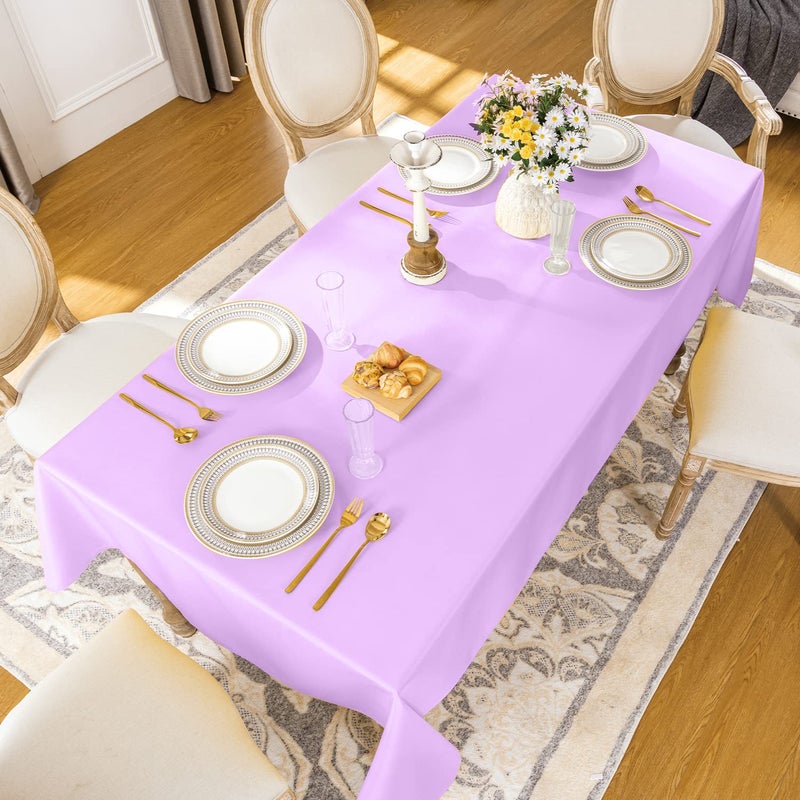 Softalker Rectangle Tablecloth  Waterproof & Stain Resistant Table Cloths Wrinkle Free Fabric Washable 210GSM Polyester Table Cover for Spring/Party/Outdoor - 60 x 84 inch Lavender - Image 2
