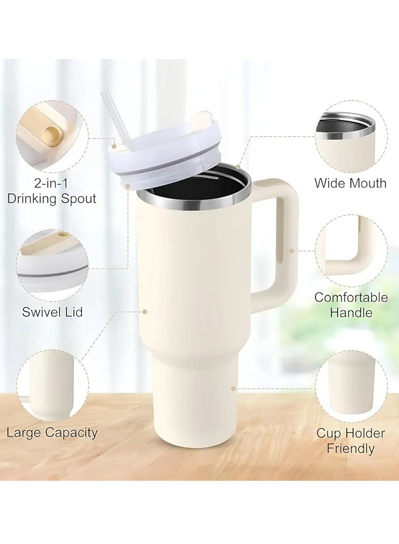 ستانلي كوب ستانلي الأصلي، كوب ستانلي مختوم، كوب ستانلي سعة 40 أونصة مزود بقشة ومقبض، كوب معزول بغطاء، كوب قهوة من الفولاذ المقاوم للصدأ بحالة تدفق H2.0 للمشروبات المثلجة الساخنة، كوب سفر بمقبض - Image 2