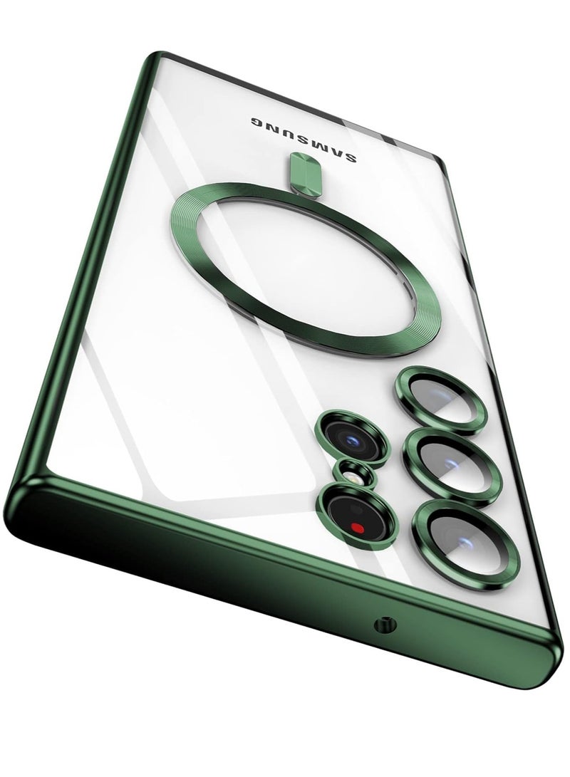 DUSALA Case Compatible with Samsung Galaxy S25 Ultra 6.8" | Clear Magnetic Case for Wireless Charging | Shockproof Camera Protection | Soft TPU Bumper Cover | Scratch-Resistant & Slim Fit | Anti-Yellowing Transparent Design Green - Image 1