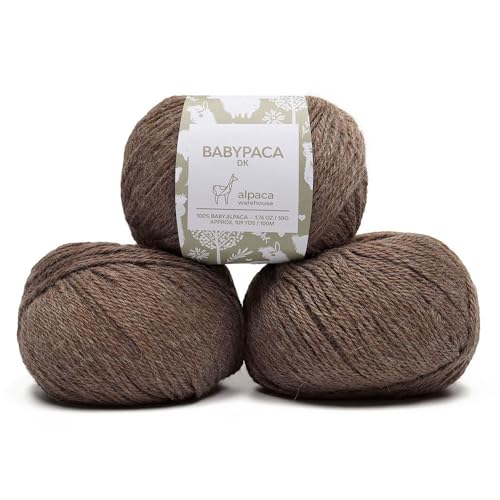 Alpaca Warehouse 100 Baby Alpaca Yarn Wool Set of 3 Skeins 150 Grams DK Weight Made in Peru Heavenly Soft and Perfect for Knitting and Crocheting Sand DK - Image 1