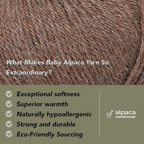 Alpaca Warehouse 100 Baby Alpaca Yarn Wool Set of 3 Skeins 150 Grams DK Weight Made in Peru Heavenly Soft and Perfect for Knitting and Crocheting Sand DK - Image 3