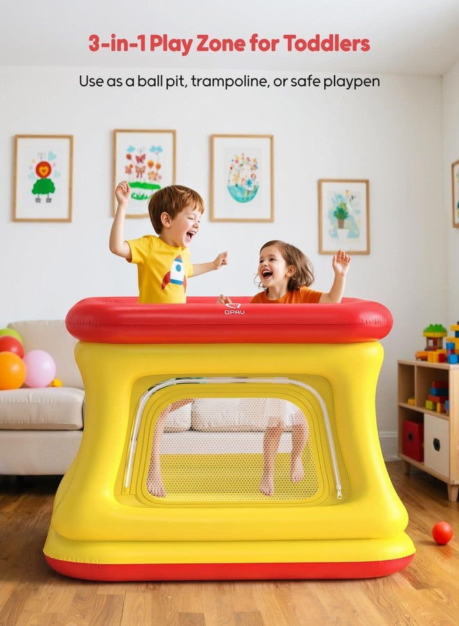 QPAU 3-in-1 Inflatable Bounce House for Toddlers 1-3, Ball Pit & Trampoline, Inflatable Bouncy House with Pump, Safety Net, Indoor & Outdoor Bubble Bouncer Baby Play Yard - Image 2