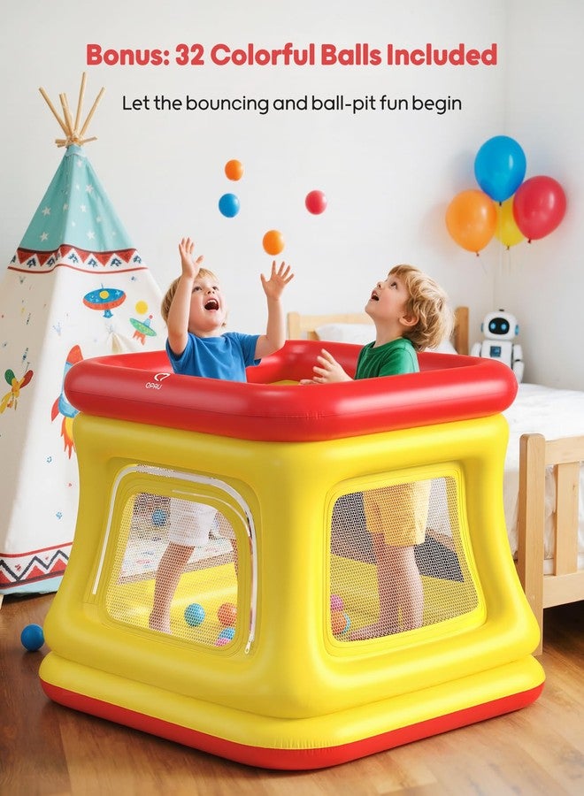 QPAU 3-in-1 Inflatable Bounce House for Toddlers 1-3, Ball Pit & Trampoline, Inflatable Bouncy House with Pump, Safety Net, Indoor & Outdoor Bubble Bouncer Baby Play Yard - Image 3