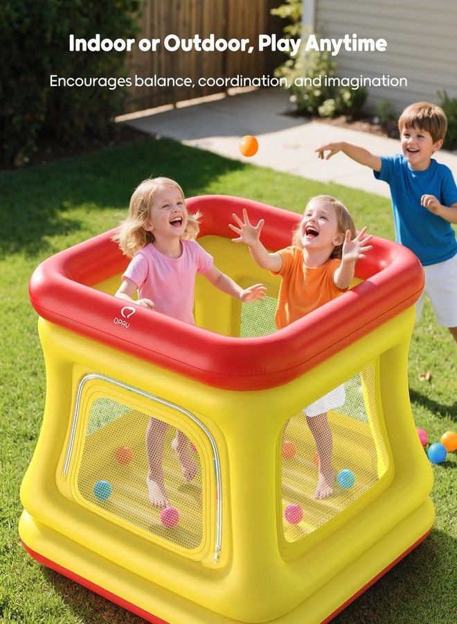 QPAU 3-in-1 Inflatable Bounce House for Toddlers 1-3, Ball Pit & Trampoline, Inflatable Bouncy House with Pump, Safety Net, Indoor & Outdoor Bubble Bouncer Baby Play Yard - Image 5