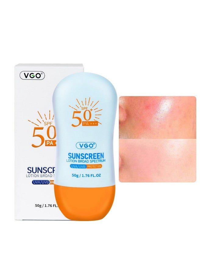 فجه واقي شمس VGO للوجه بعامل حماية من الشمس 50+، واقي شمس معدني مع أكسيد الزنك، حماية واسعة الطيف، لا يترك علامات بيضاء، خالٍ من الزيوت وغير كوميدوغينيك، مناسب لجميع أنواع البشرة ودرجاتها، حجم مناسب للسفر 1.76 أونصة سائلة - Image 1