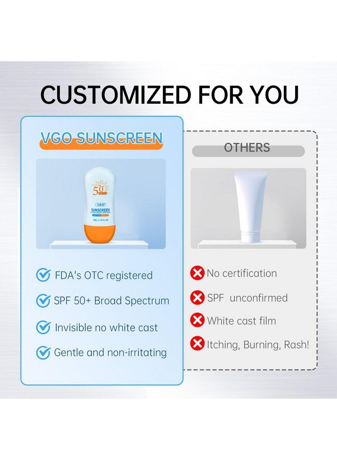 فجه واقي شمس VGO للوجه بعامل حماية من الشمس 50+، واقي شمس معدني مع أكسيد الزنك، حماية واسعة الطيف، لا يترك علامات بيضاء، خالٍ من الزيوت وغير كوميدوغينيك، مناسب لجميع أنواع البشرة ودرجاتها، حجم مناسب للسفر 1.76 أونصة سائلة - Image 4