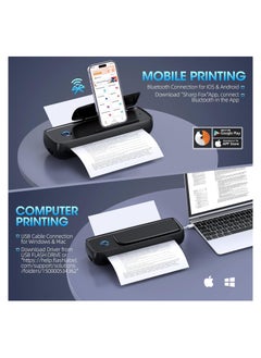 SYOSI Portable Printers for Travel with Phone Holder, Thermal, Wireless, Bluetooth, Mini Inkless-Printer Travel Support 8.5" x 11" for Letter & Legal A4 & A5 Thermal Paper, Compatible with Android & iOS  - Image 5