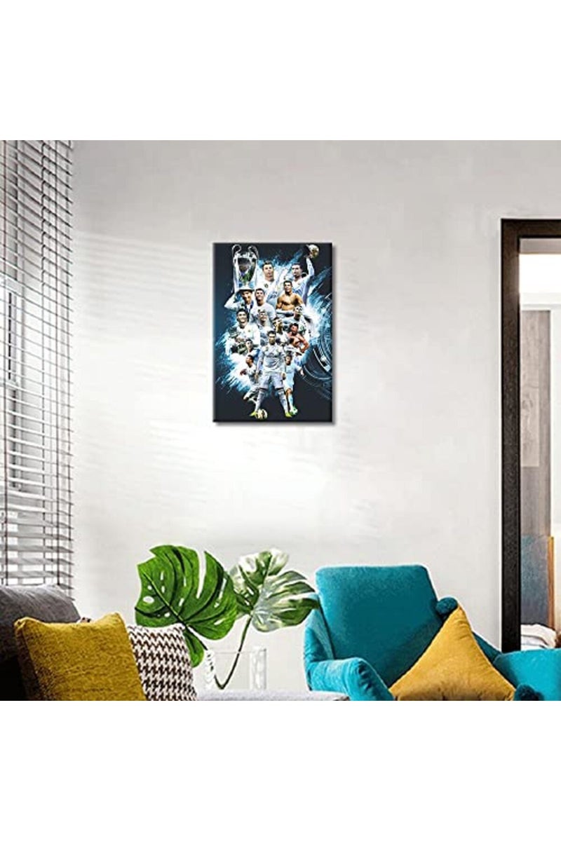 TISHIRON Canvas Wall Art Football Sport Posters Cristiano Ronaldo Painting Artwork Modern House Decor for Living Room Bedroom Office Prints Framed Ready to Hang - 24''W x 16''H - Image 5