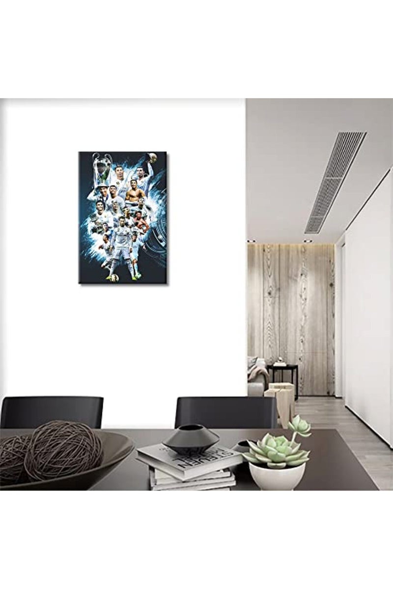 TISHIRON Canvas Wall Art Football Sport Posters Cristiano Ronaldo Painting Artwork Modern House Decor for Living Room Bedroom Office Prints Framed Ready to Hang - 24''W x 16''H - Image 4