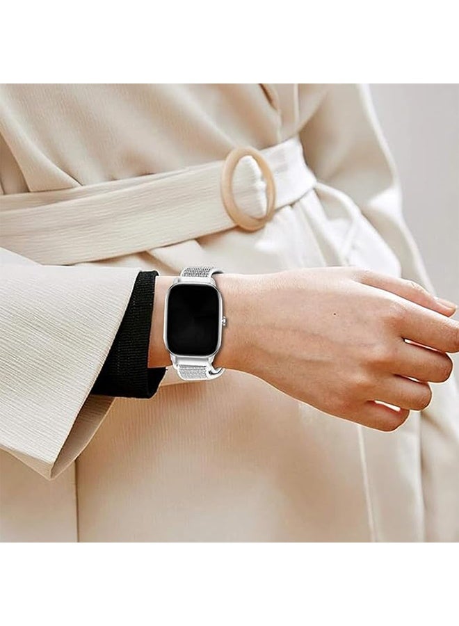 أربطة من النايلون متوافقة مع ساعة Redmi Watch 4/5/6 Xiaomi Smart Band 8 Pro/Xiaomi Smart Band 9 Pro، أحزمة بديلة رياضية قابلة للتعديل للنساء والرجال، فضي - Image 5