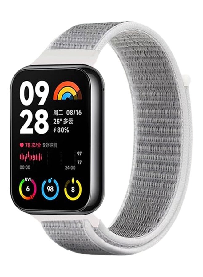 أربطة من النايلون متوافقة مع ساعة Redmi Watch 4/5/6 Xiaomi Smart Band 8 Pro/Xiaomi Smart Band 9 Pro، أحزمة بديلة رياضية قابلة للتعديل للنساء والرجال، فضي - Image 1