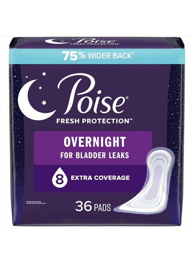 Poise - Incontinence Pads & Postpartum Overnight Incontinence Pads, 8 Drop Extra Coverage, 36 Count, Packaging May Vary - Image 1