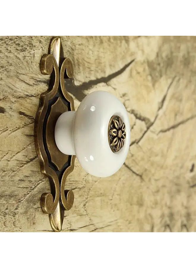 قطعتان من مقابض الخزائن الخزفية البرونزية العتيقة بتصميم زهري أنيق ومقابض خضراء - Image 4