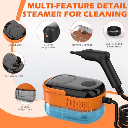 Koutop Steam Cleaner for Home & Car-Portable Handheld Steamer for Cleaning with 3-Level Handle, 15s Heat-Up, Large Tank, 16 Accessories - Clean Grease, Grout, Tile, Floor, Couch, Dirt, Furniture - Image 4