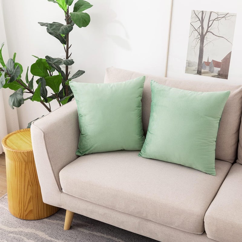 NiNi ALL Decorative Throw Pillow Covers Pack of 2, Velvet Cushion Case for Couch Bedroom Living Room Outdoor, Pillow Covers 18x18 Inch（45 x 45 cm） Sage Green - Image 1