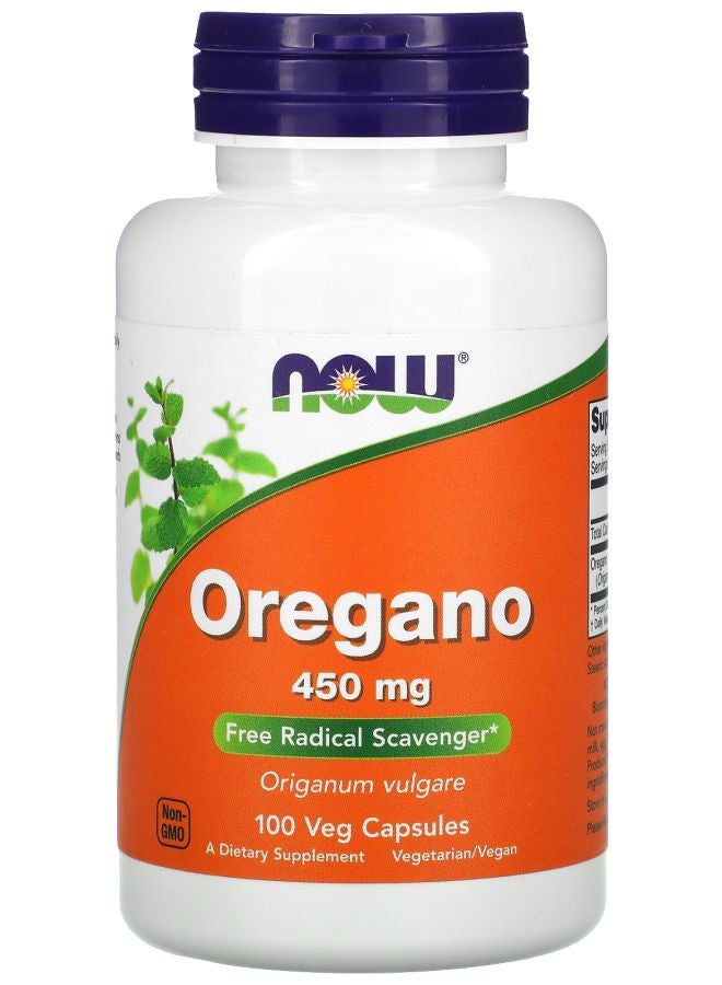 now Oregano 450 mg 100 Veg Capsules