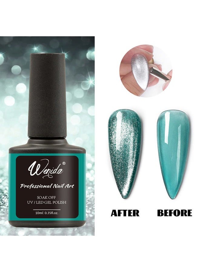 Wenida Nail Polish Cat Eye Holographic Glitter Sliver Magnetic Gel Polish Set 5 Jelly Base Colors UV LED Soak Off Gel Nail Varnish for Home DIY Nail Manicure Art with Magnet Stick - Image 5