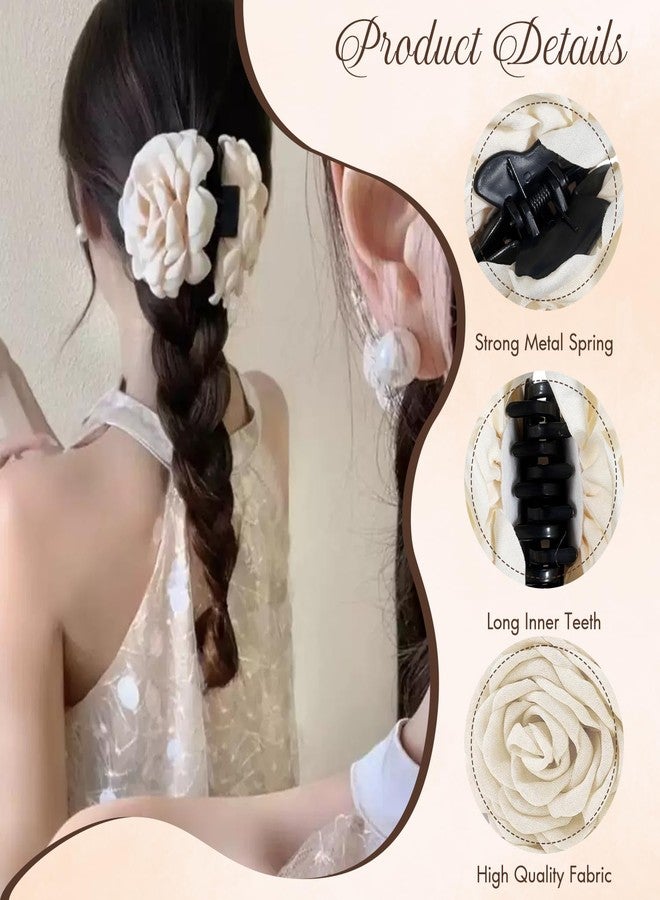 TecoKart® Blooming Rose Hair Claw Clips for Women, 2Pcs Large Non Slip Flower Hair Clip, Elegant Flower Clutcher for Women Hair, Chic Hair Accessories Set - Image 4