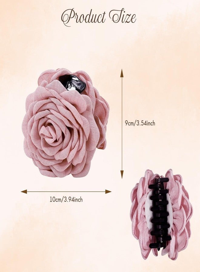 TecoKart® Blooming Rose Hair Claw Clips for Women, 2Pcs Large Non Slip Flower Hair Clip, Elegant Flower Clutcher for Women Hair, Chic Hair Accessories Set - Image 2
