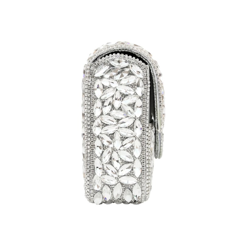 Dollar's Crystal Evening Clutch Bag for Women, Satin Rhinestone Purse with Detachable Chain Strap, Bridal Wedding Party Handbag, Sparkling Formal Bag - Image 3