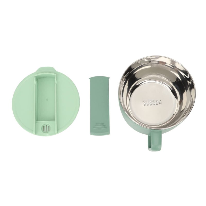Green Stainless Steel Ramen Bowl 1200ml with Chopsticks Spork Microwave Safe Portable Noodle Soup Pasta Cooker - Image 3