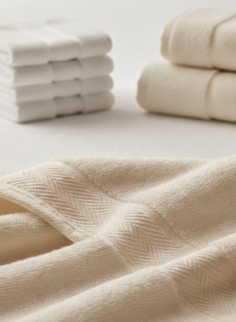 1Chase Luxury Cotton Face Towel - Large Hotel Spa Bathroom Face Towel Set of 12  Beige - Image 4