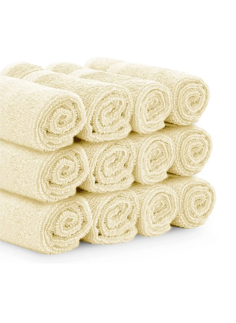 1 تشيس Luxury Cotton Face Towel - Large Hotel Spa Bathroom Face Towel Set of 12  Beige