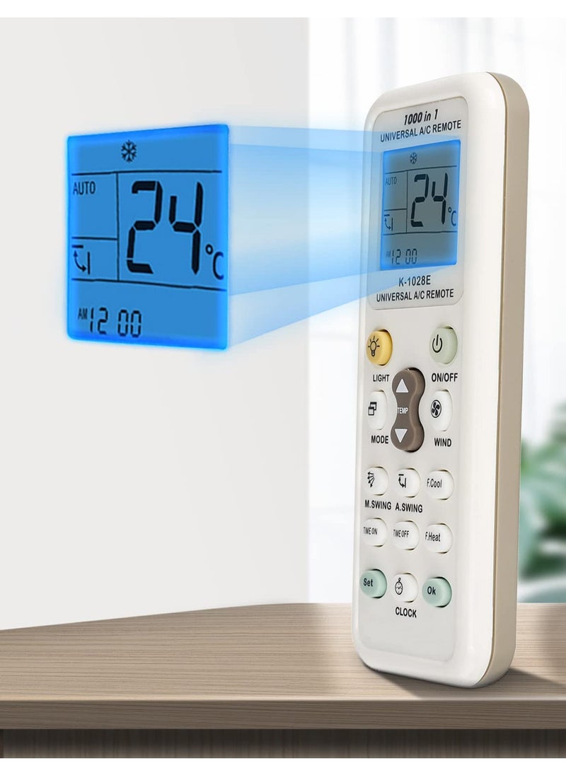 Universal Air Conditioner Remote Control Model K1028E with LCD Display Compatible with Mitsubishi Toshiba Hitachi Fujitsu Daewoo LG Sharp Samsung Electrolux Sanyo Aux Gree Haier Air Conditioner