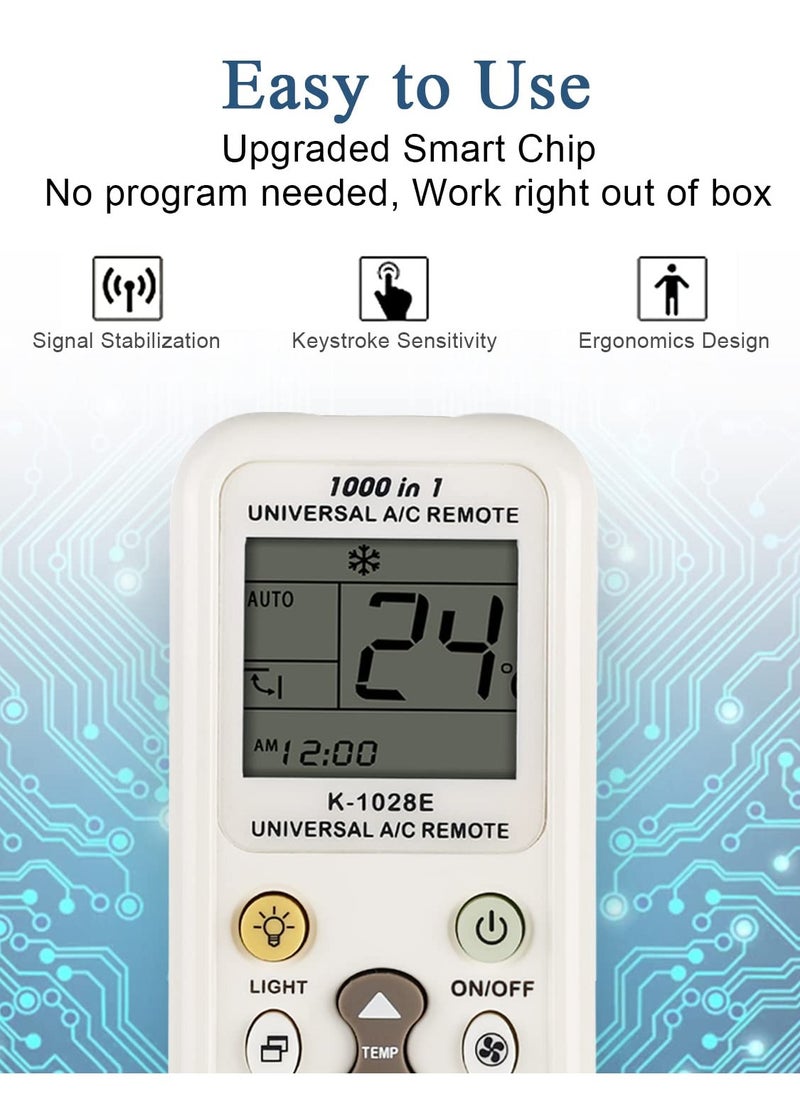 Universal Air Conditioner Remote Control Model K1028E with LCD Display Compatible with Mitsubishi Toshiba Hitachi Fujitsu Daewoo LG Sharp Samsung Electrolux Sanyo Aux Gree Haier Air Conditioner