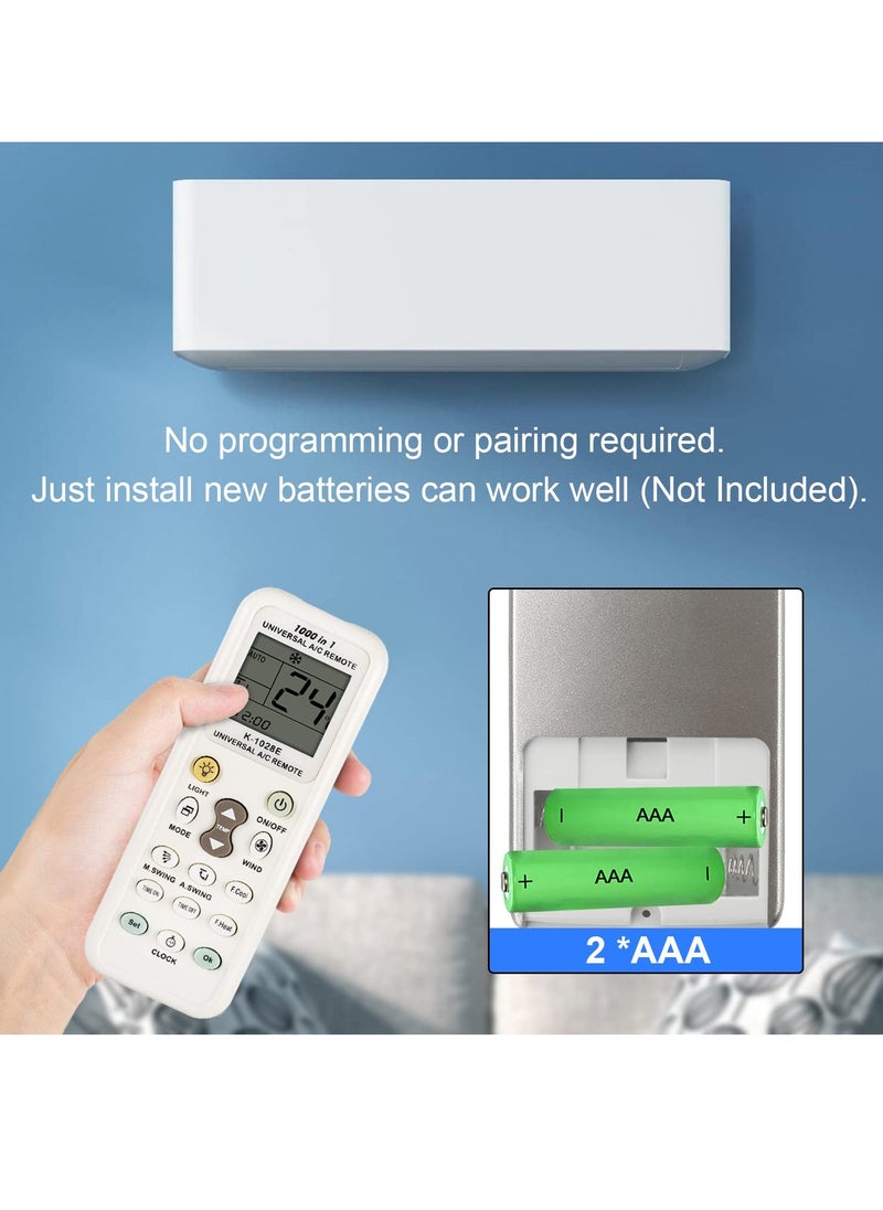 Universal Air Conditioner Remote Control Model K1028E with LCD Display Compatible with Mitsubishi Toshiba Hitachi Fujitsu Daewoo LG Sharp Samsung Electrolux Sanyo Aux Gree Haier Air Conditioner