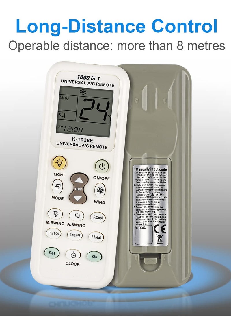 Universal Air Conditioner Remote Control Model K1028E with LCD Display Compatible with Mitsubishi Toshiba Hitachi Fujitsu Daewoo LG Sharp Samsung Electrolux Sanyo Aux Gree Haier Air Conditioner
