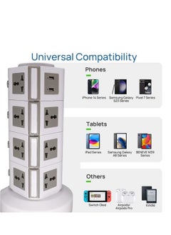 Universal Vertical Multi-Socket Power Strip (110V-250V) with 2 USB Ports – Electrical Charging Station & Surge Protector for Home, Office, Travel – 4 Layers, Compatible Worldwide - pzsku/Z08C5814BCC528E3E8EAEZ/45/_/1740730403/5d72f073-28dc-4892-8ece-4d63c91a3bbf