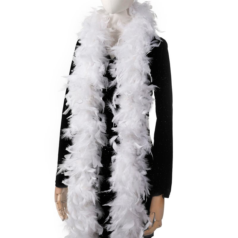 Larryhot 45g White Feather Boa  2 Yards Turkey Boa Feathers for Party BulkChristmasWedding CenterpiecesCostumeConcertPet and Home Decoration45gWhite