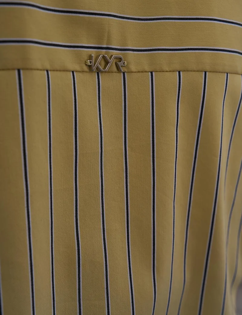 Kayra Striped Pattern Cotton Tunic Yellow