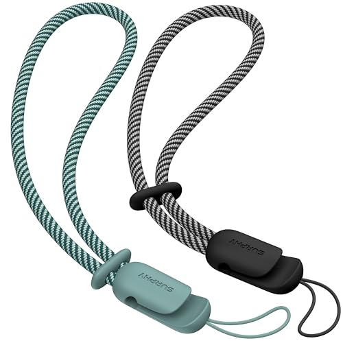 SURPHY 2 Pack Phone Lanyard for Cellphone Case Phone Wrist Strap for Case Cellphone Strap with 2Color Braided Charm Wrist Lanyard for Women and Men Black Green - Image 1