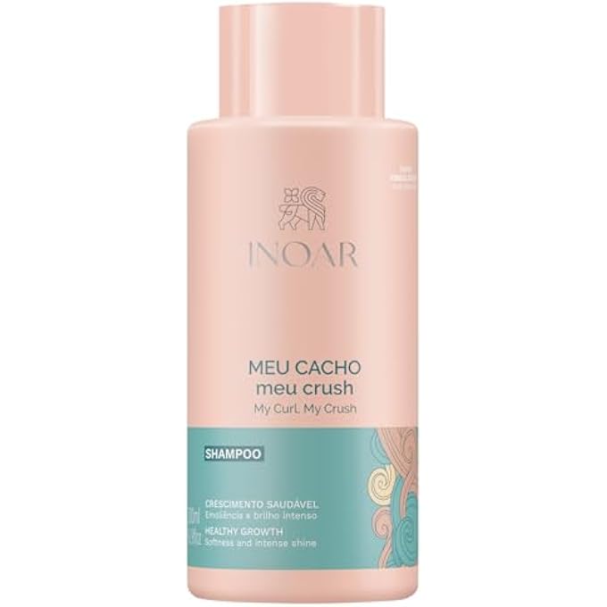 INOAR Meu Cacho Meu Crush Shampoo with Plant-Based Collagen & Vitamin E for Curly Hair Hydration & Definition, 16.9 fl.oz