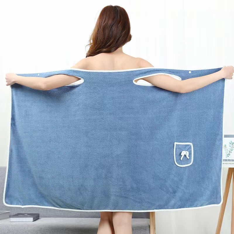 Manufacturer Versatile Bath Skirt Coral Velvet Soft And Absorbent Household Wearable Bath Towel Female Adult Suspender Bath Skirt - Image 3