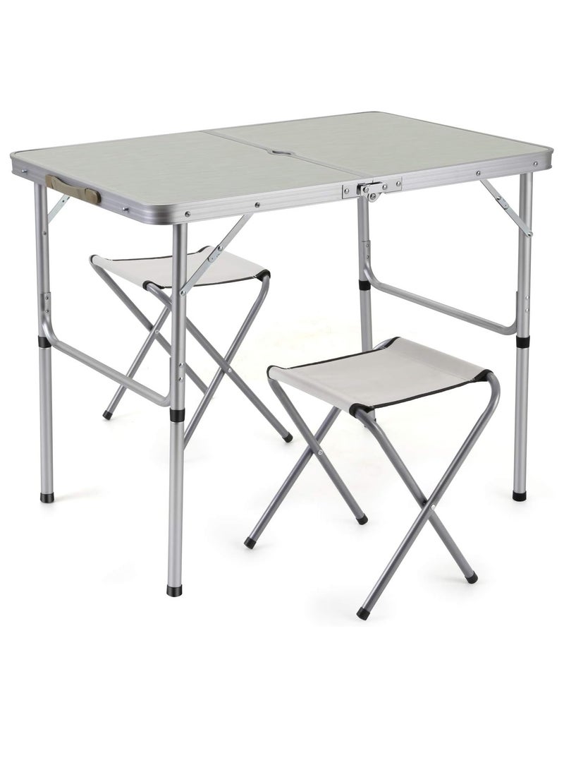 DubaiGallery Camping Table Portable Outdoor Aluminum Folding Table BBQ Camping Table Picnic Folding Tables Candy Light Color Desks+Chairs - Image 2