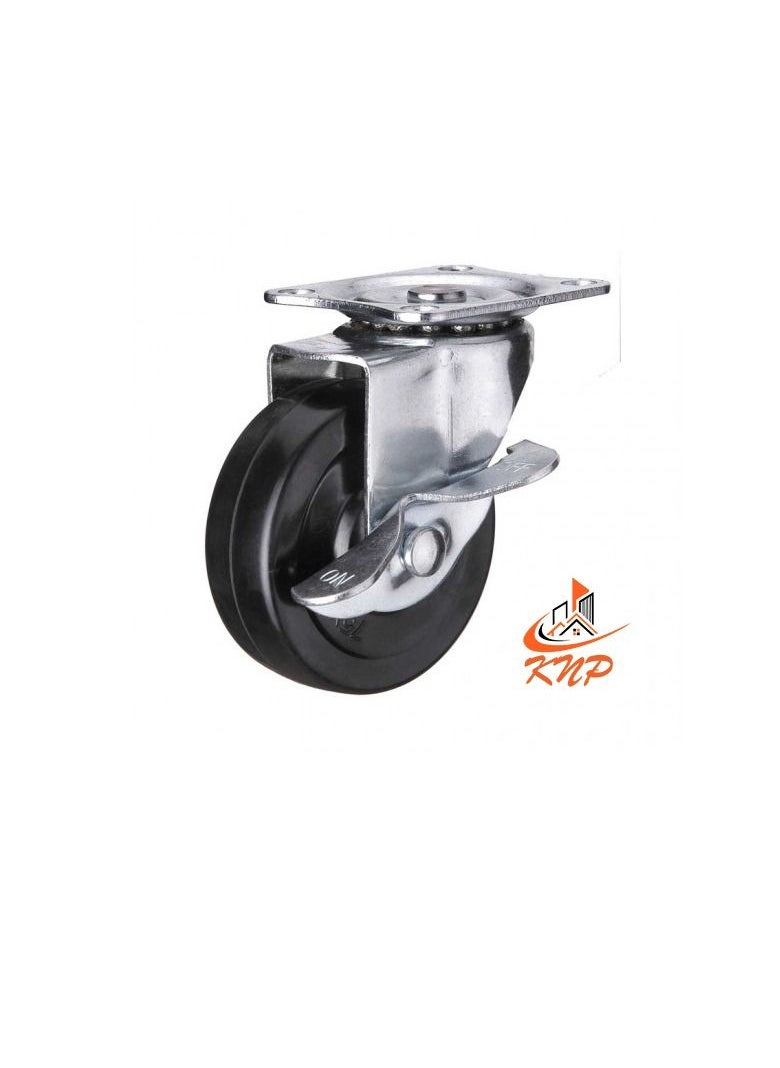 KNP Caster Wheel Rubber 1.5" With Break  - Image 2