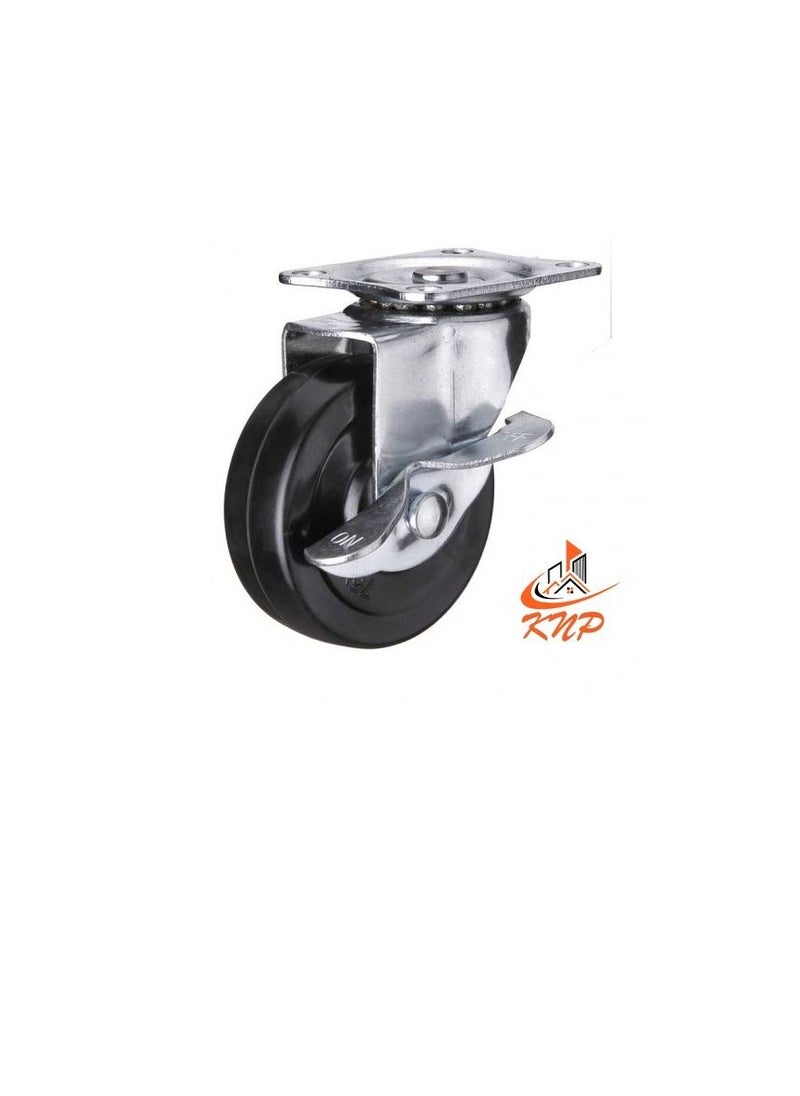 KNP Caster Wheel Rubber 1.5" With Break  - Image 3