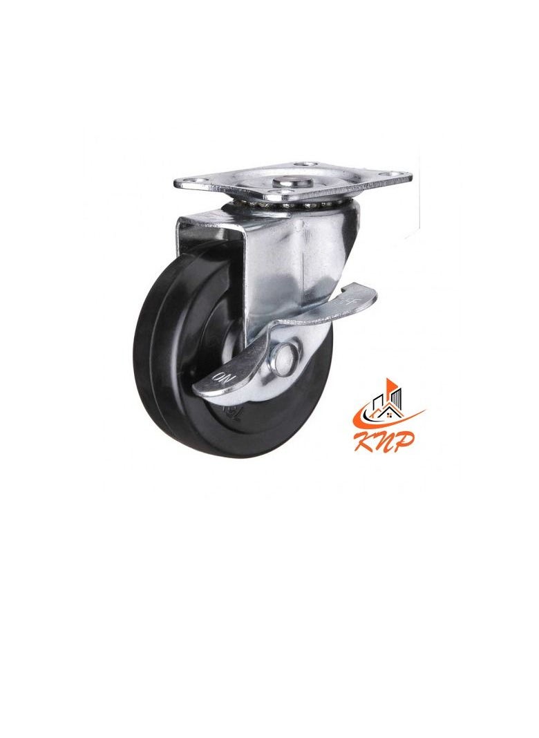 KNP Caster Wheel Rubber 1.5" With Break  - Image 1