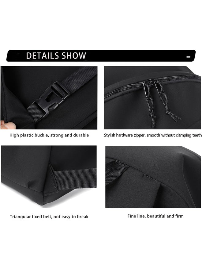SHABILI Women Polyester Largeâ€‘Capacity Backpack Waterproof Multiâ€‘Pocket College School Laptop Travel Back Bag, Ladies Wearâ€‘Resistant Antiâ€‘Theft Knapsack for Youth Teenager Daily Casual Study Useâ€¯(Black) - Image 4